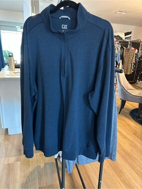 Cutter & Buck Men's Navy Half-Zip Pullover Sweater